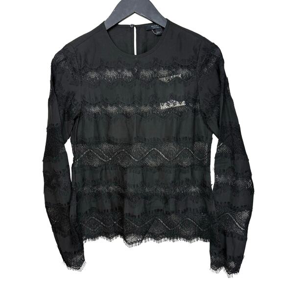 ALL SAINTS Tiff Lace Panelled Sheer Lace Trim Top - Picture 8 of 11